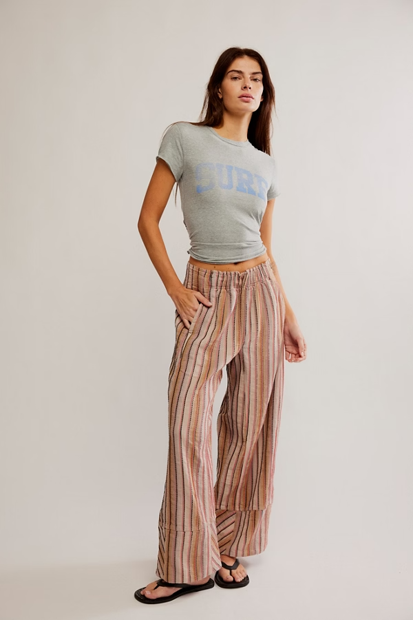 Free People Days End Striped Linen Pants