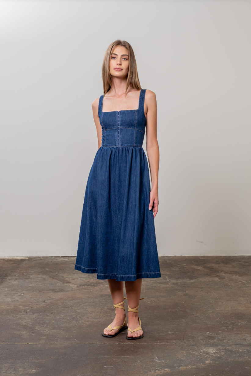 Moon River Denim Midi Dress