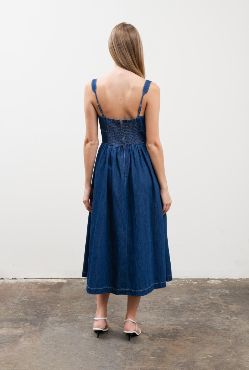 Moon River Denim Midi Dress