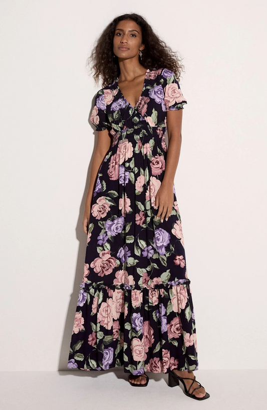 Apricot Chloe Painterly Floral Wrap Dress