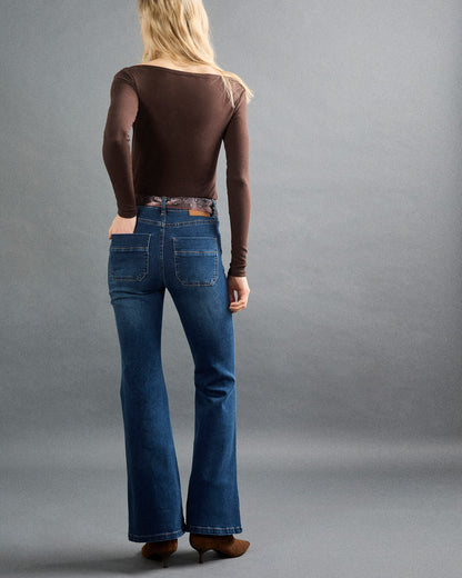 Apricot Lulu Scarf Belted Flare Jeans