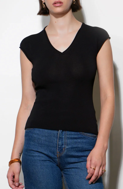 Greylin Natalie V Neck Black Top