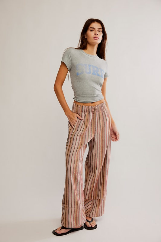 Free People Days End Striped Linen Pants