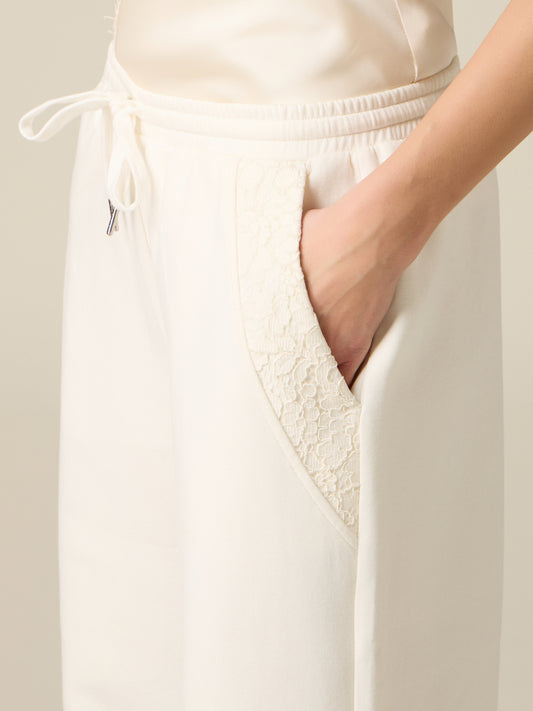 Oltre Ivory & Lace Wide Leg Pants