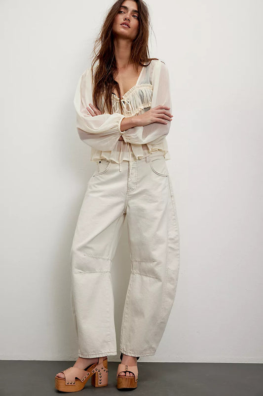 Free People Good Luck Mid-Rise Barrel Jeans