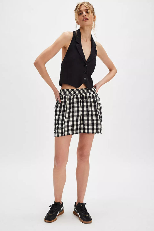 Free People Get Free Seersucker Shorts